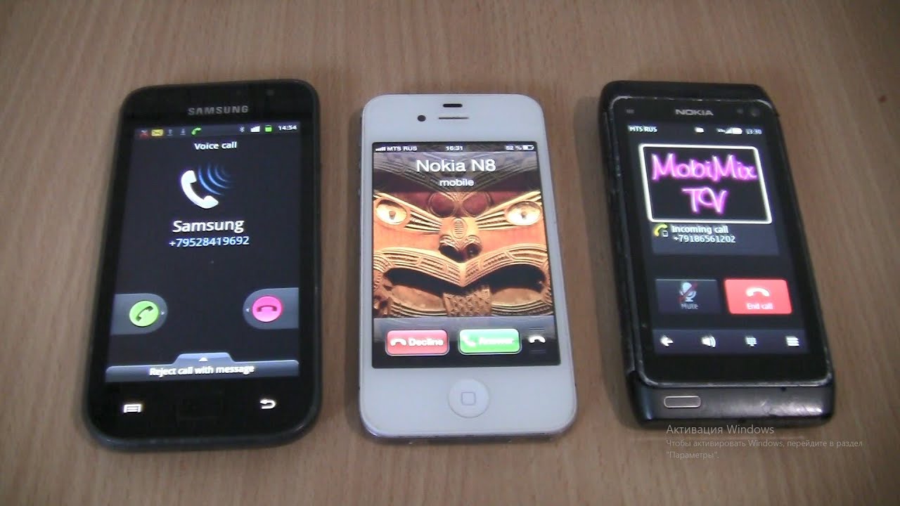 Incoming call & Outgoing call at the Same Time Samsung Galaxy S1+Nokia N8+Iphone 4s