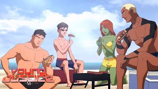 Wally West Almost Crashes Out after the Team has a Beach Day | Young Justice