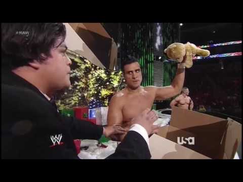 Alberto Del Rio throws a teddy bear at John Cena