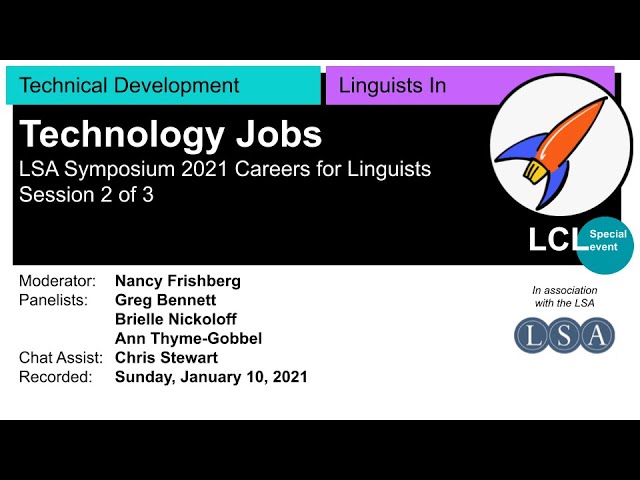 Thumbnail for LCL Technical: TECHNOLOGY JOBS - LSA Symposium 2021 session 2 of 3