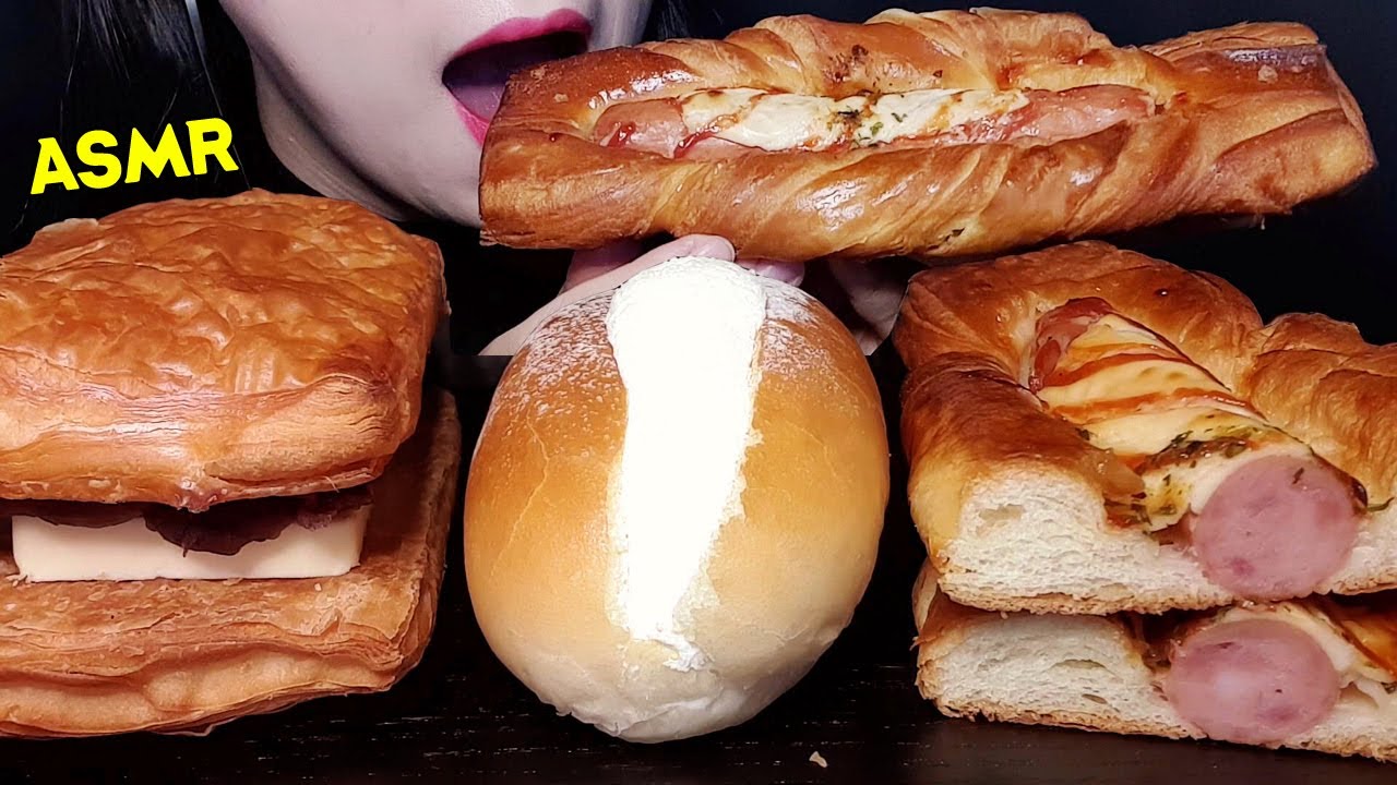 ASMR ANG BUTTER, CUSTARD CREAM, SAUSAGE BREAD 이마트 몽땅 시리즈 빵 먹방 MUKBANG EATING SOUNDS