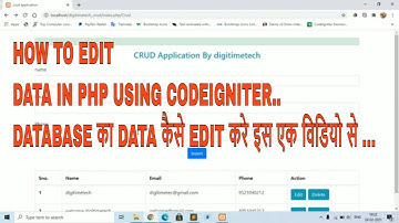 codeigniter crud in hindi || how to edit data in php