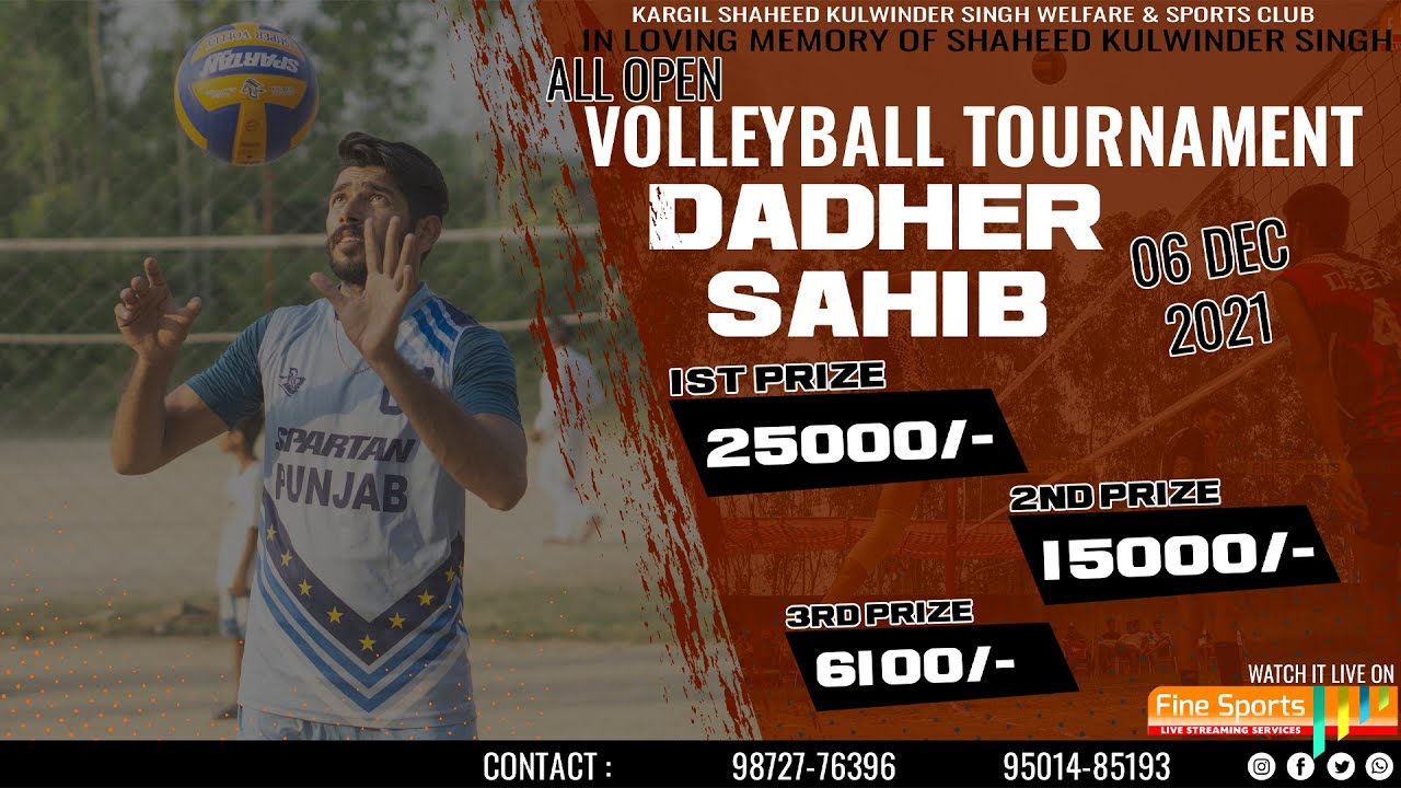 All Open Volleyball Tournament Live Dadher Sahib FineSportsLive