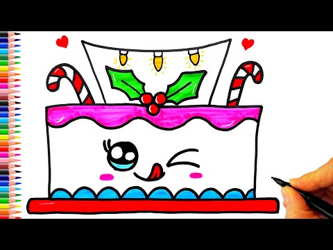 Sevimli Yeni Yıl Pastası Çizimi - Pasta Nasıl Çizilir? - How To Draw a Cute New Year Cake