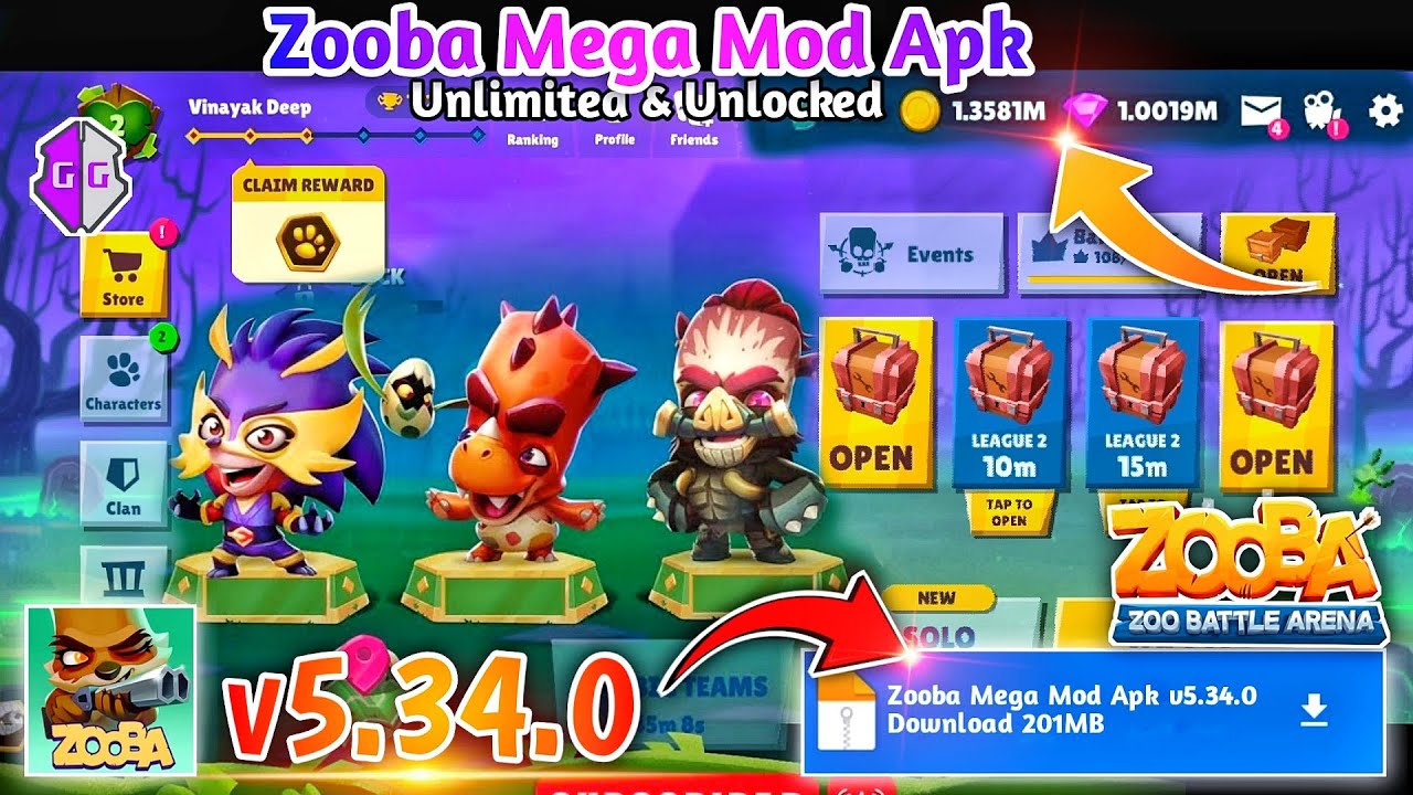 Zooba Mod Apk v5.34.0 | Zooba Unlimited Coins & Unlocked Characters Mod v5.34.0 | Zooba Hack v5.34.0