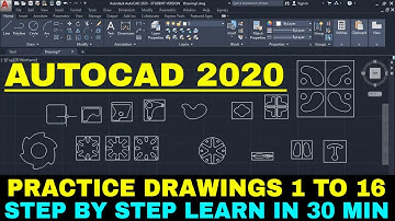 AUTOCAD 2020 TUTORIALS | PRACTICE DRAWINGS IN AUTOCAD -1 TO 16