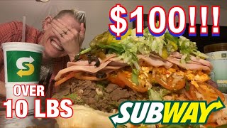 $100 SUBWAY SANDWICH !! | OVER 10 LBS | MOM VS FOOD