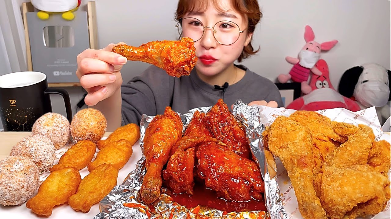 후라이드참잘하는집 후반양반 허니치즈볼 미니붕어빵 치킨 먹방 Mukbang