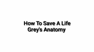 How To Save A Life Grey's Anatomy (Lyrics)