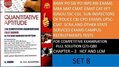 R.S. Aggrawal video solution of hcf & lcm set8