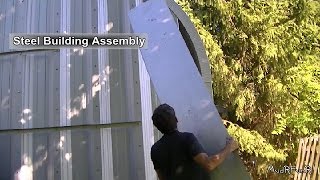 Steel Building Assembly 8/15 - Installing Last 2 Back Wall Panels