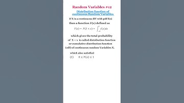 Random Variables-12 || distribution function of continuous RV|| #maths #mathematics #statistics