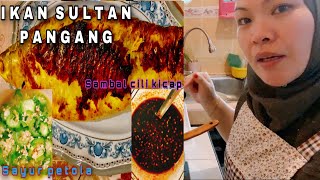 menu ikan sultan bakar dengan sayur petola campur telur