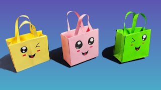 Origami paper bag| how to make paper bags with handles| school hacks