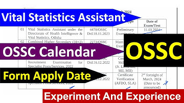 OSSC New Calendar | Vital Statistics Assistant | #ossc #osscexam #ossccgl #eaeodisha