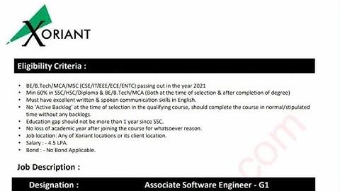 Xoriant Hiring 2021 Batch Students as Associate Software Engineer | CTC -4.5LPA | APPLY NOW