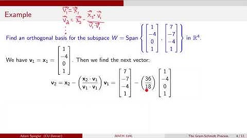 MATH 3191: Example of Performing Gram-Schmidt Process