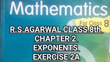 R S AGARWAL CLASS 8th CHAPTER 2 EXPONENTS EXERCISE 2A
