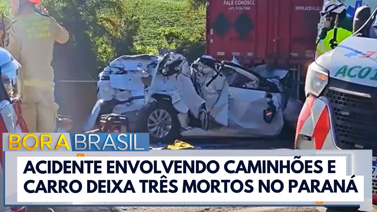 Acidente envolvendo caminhões e carro deixa três mortos no Paraná