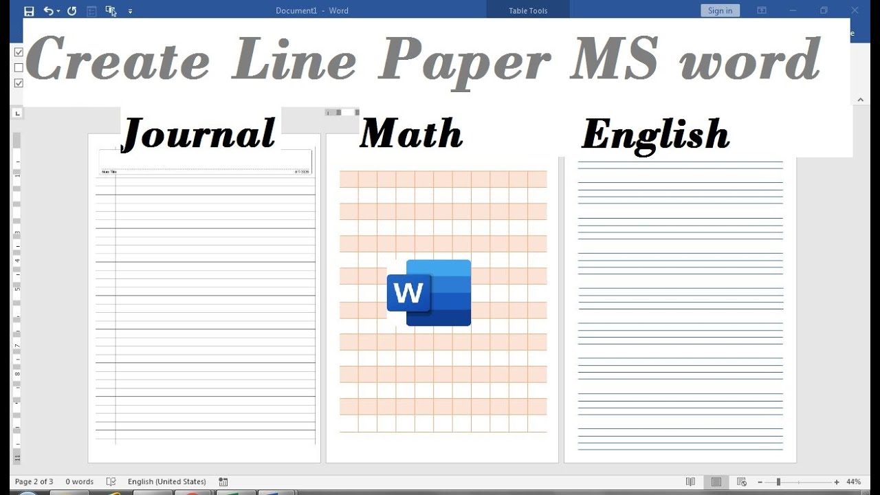 how to make writing paper in word