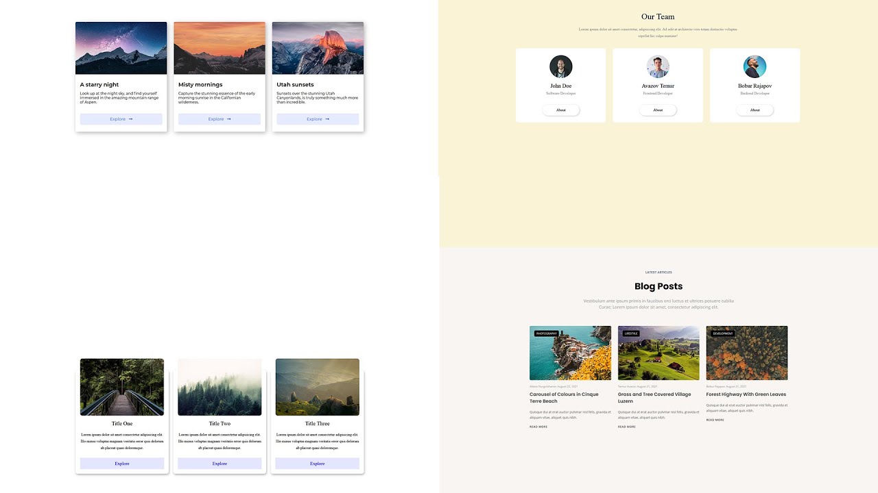 Four Grid Responsive Modern Card Design HTML and CSS Tutorial for Beginners