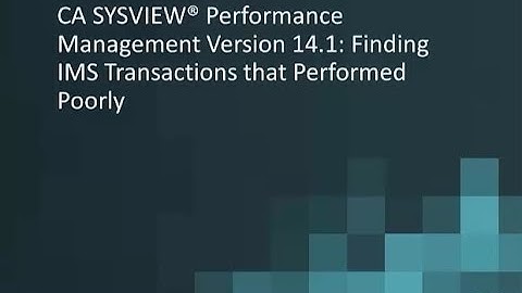 CA SYSVIEW Perf Mgmt V14.1: IMS Transactions That Performed Poorly