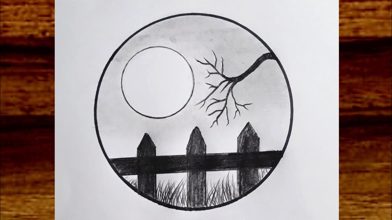 Easy circle scenery drawing /Easy drawing ideas for beginners/ How to ...