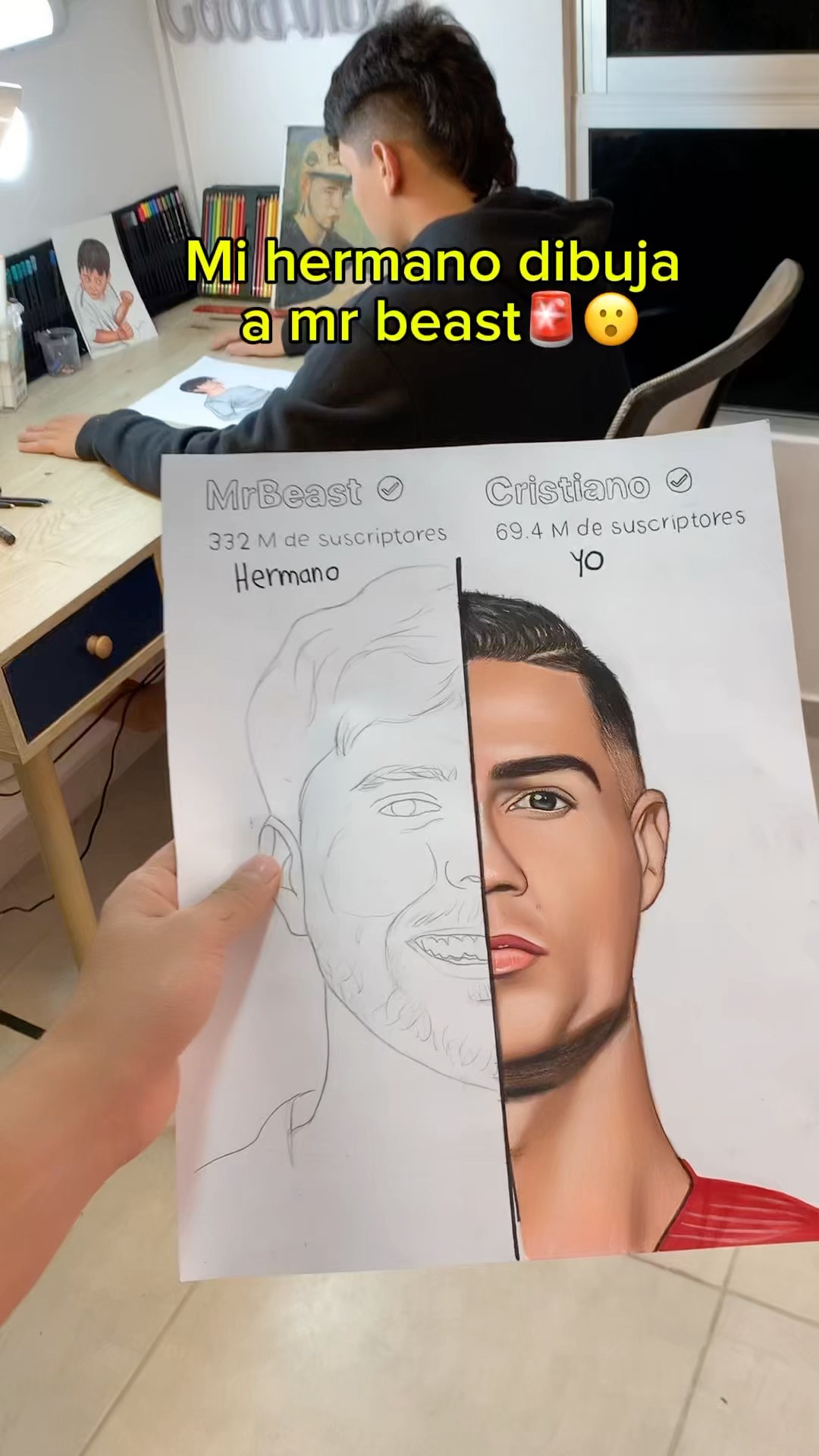 Mi hermano va dibujar a Mr beast ✨❤️ #mrbeast #arte #cristianoronaldo #arte