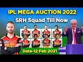 IPL 2022 Mega Auction | SRH Squad Till Now | IPL 2022 Sunrisers Hyderabad Full Squad