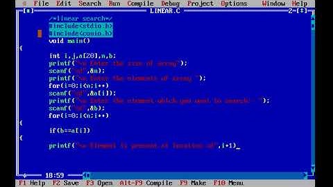 c program to perform linear search