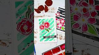 Easy Greeting Card with Watercolors and Flower Stamps from rubberdance.com #cardmaking