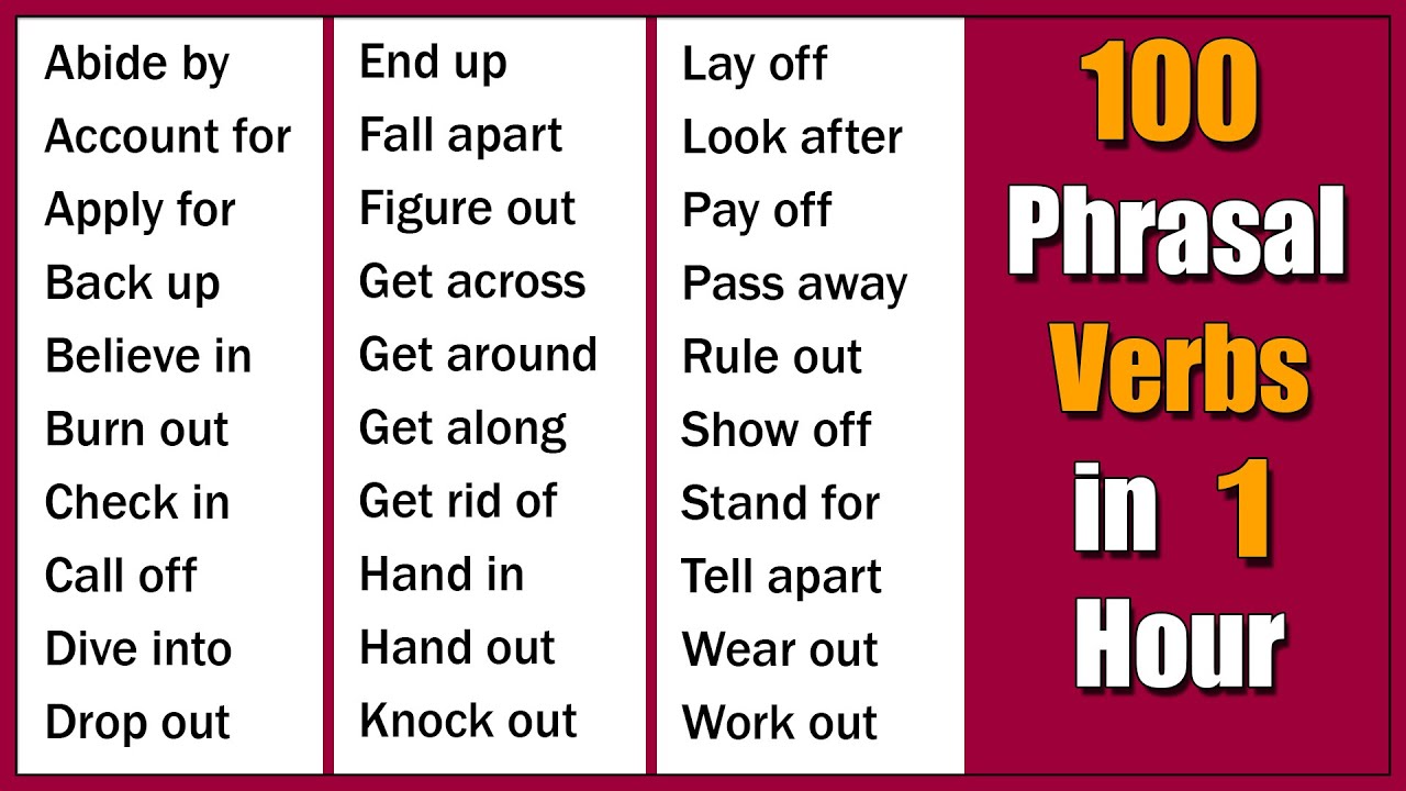100 The Most Important Phrasal Verbs in 1 Hour - YouTube