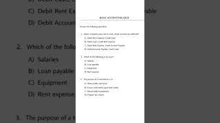 Basics accounting quiz .. memo is at the end of the video