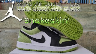 Snakeskin ! WMNS Air Jordan 1 Low Vivid Green and Black