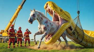 Heroic Rescue Team Saves Lonely Horse from Giant Python Terrifying Attack