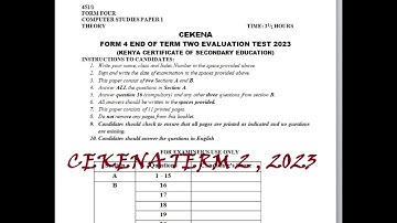 CEKENA COMPUTER STUDIES PAPER 1 TERM 2 YEAR 2023 ~ KCSE 2023 PREDICTOR SERIES