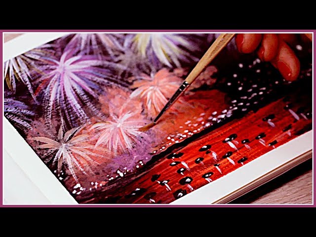 How to Paint an EASY Firework Scenery with Acrylic Paint for New Years Eve!