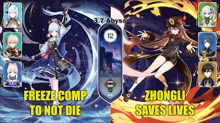 New 3.7 Abyss - C0 Ayaka Freeze & C1 Hutao Burgeon - Floor 12 Spiral Abyss Genshin Impact