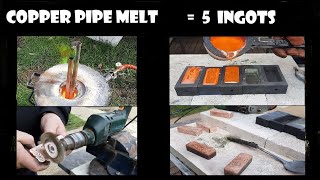 Melting Copper pipe  into  5 pure copper Ingots