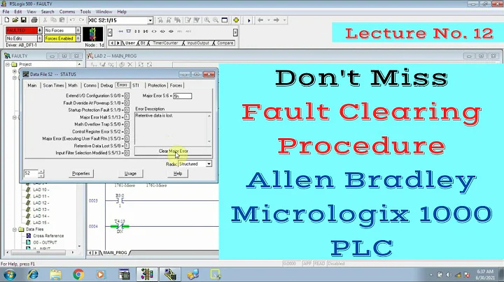 Allen Bradley Micrologix PLCs Fault Resetting Procedure (Urdu/Hindi) - Lecture No. 12