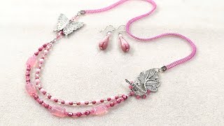 ●VVV● Glitter Double Star Clear Bead Necklace 25SSNK121F Double-strand butterfly necklace with the Jan 25 Dollar Bead
