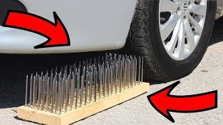 EXPERIMENT  CAR VS 200 NAILS  или ЭКСПЕРИМЕНТ АВТОМОБИЛЬ ПРОТИВ 200 ГВОЗДЕЙ 😱