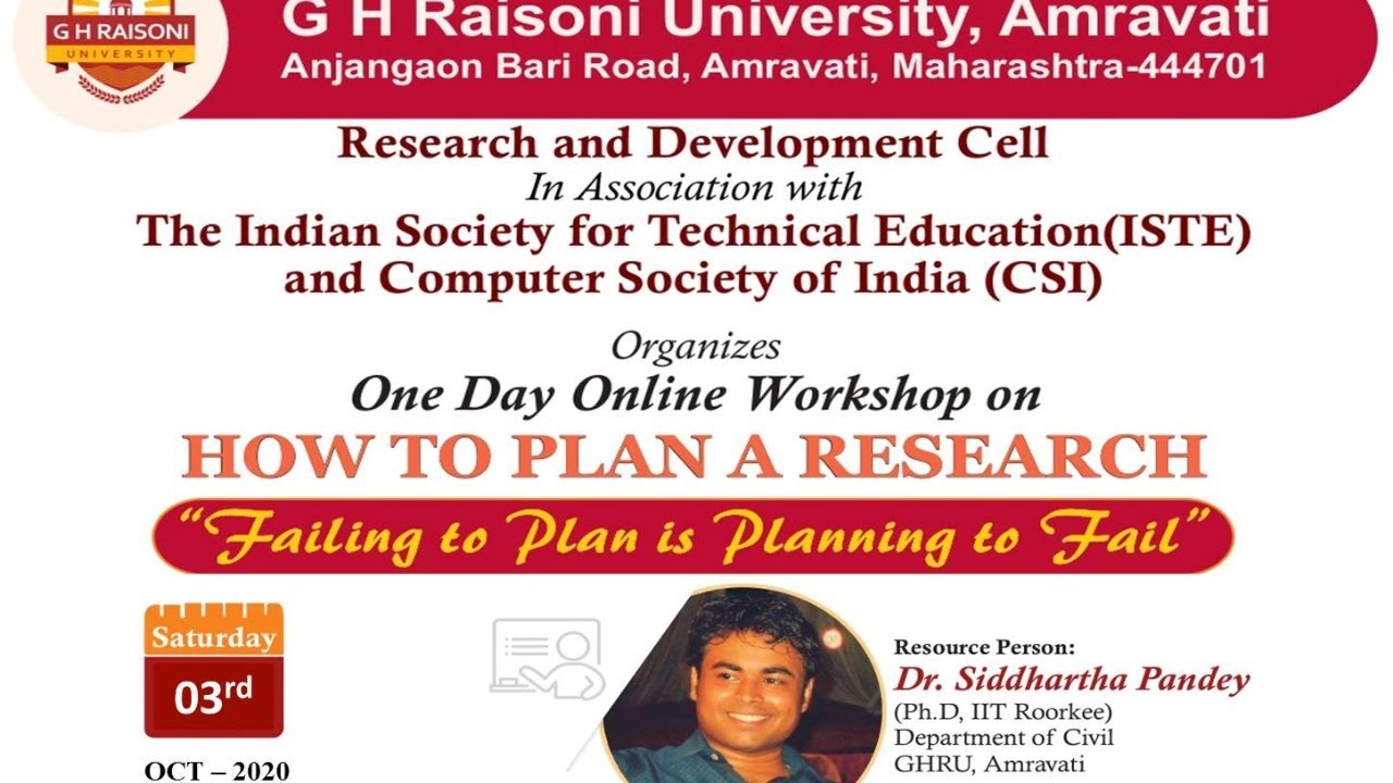 One Day Workshop on How To Plan Research - Session 2 - YouTube