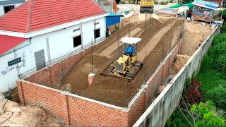 1DAY Project Push The Sand In The Fence Making Foundation House By Dozer D20P And Truck5T Working