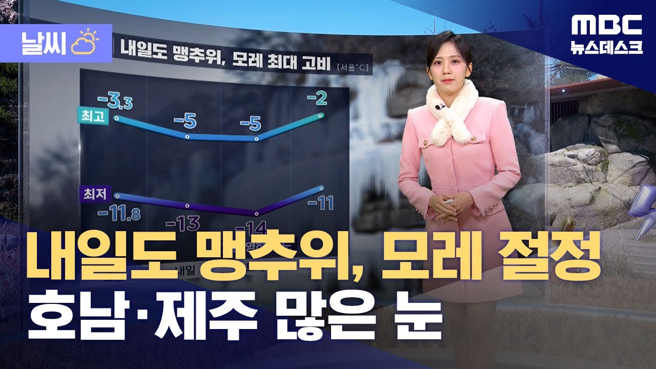 [날씨] 내일도 맹추위, 모레 절정‥호남·제주 많은 눈 (2026.01.20/뉴스데스크/MBC) - YouTube