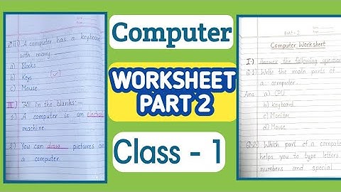 Computer Worksheet for class 1|| Worksheet for computer class 1|| Class 1 computer worksheet| Part 2