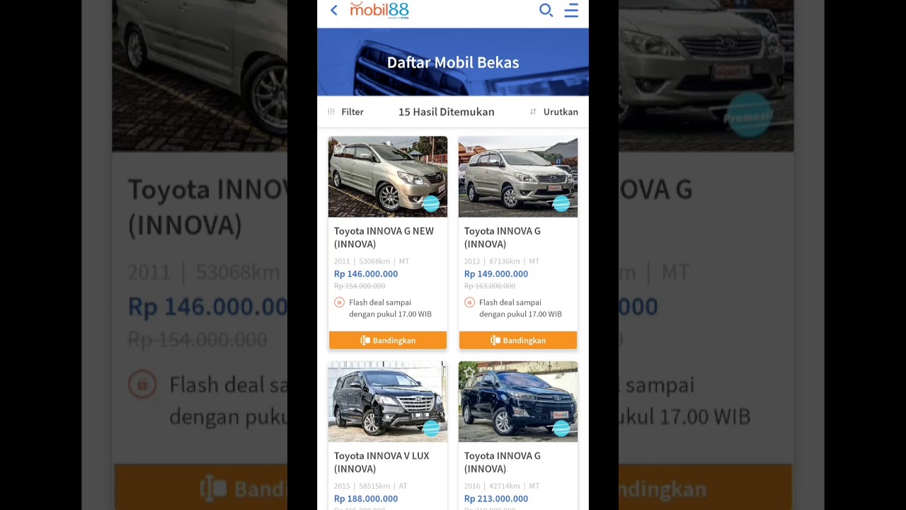 Review Harga  Mobil  Bekas  Innova Mobil88 Astra JATENG 