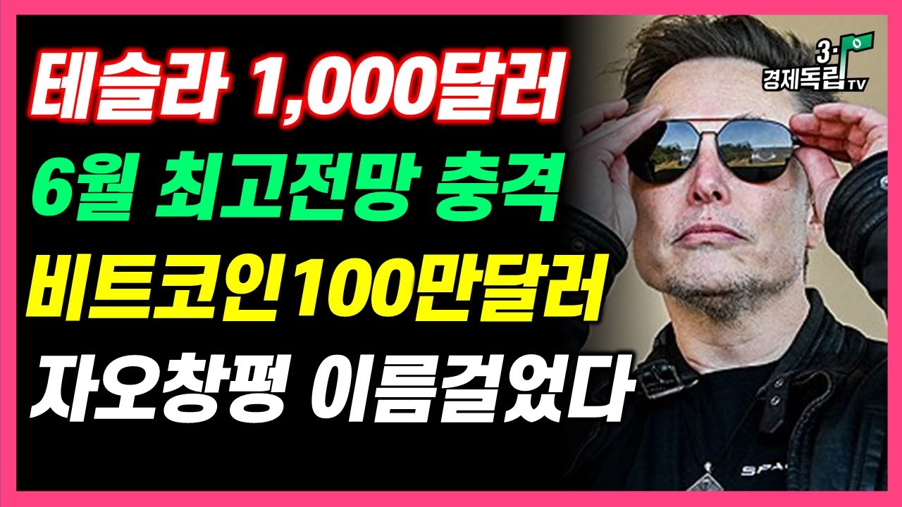 [테슬라6월 1,000달러 찍는다! 최고전망 충격! 비트코인 이번사이클 100만달러 !바이낸스 자오창펑 이름걸었다]#3.1경제독립tv