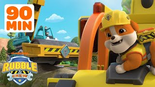 Rubble's Best Construction Truck Rescues! w/ Charger & Motor | 90 Minute Compilation | Rubble & Crew