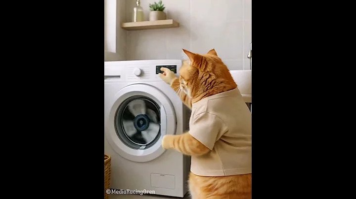 Video 10390411: cute cat washing
